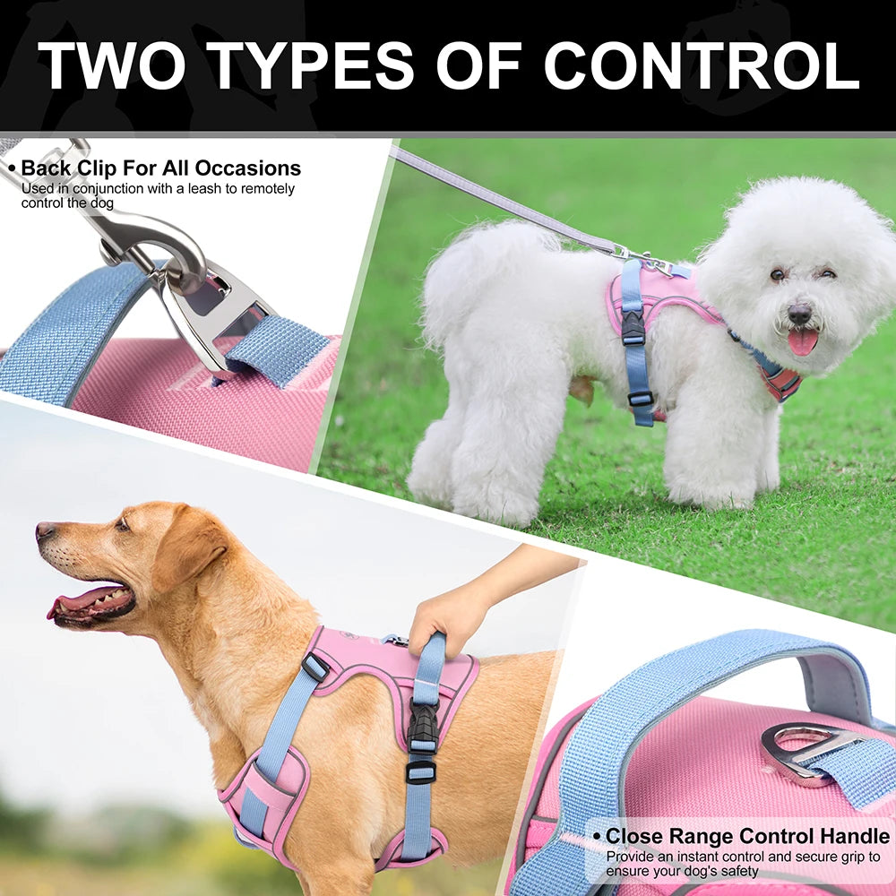Mesh Breathable Dog Harness Nylon Reflective Dog Harnesses Vest Durable Pet Training Vest Adjustable for Small Medium Large Dogs