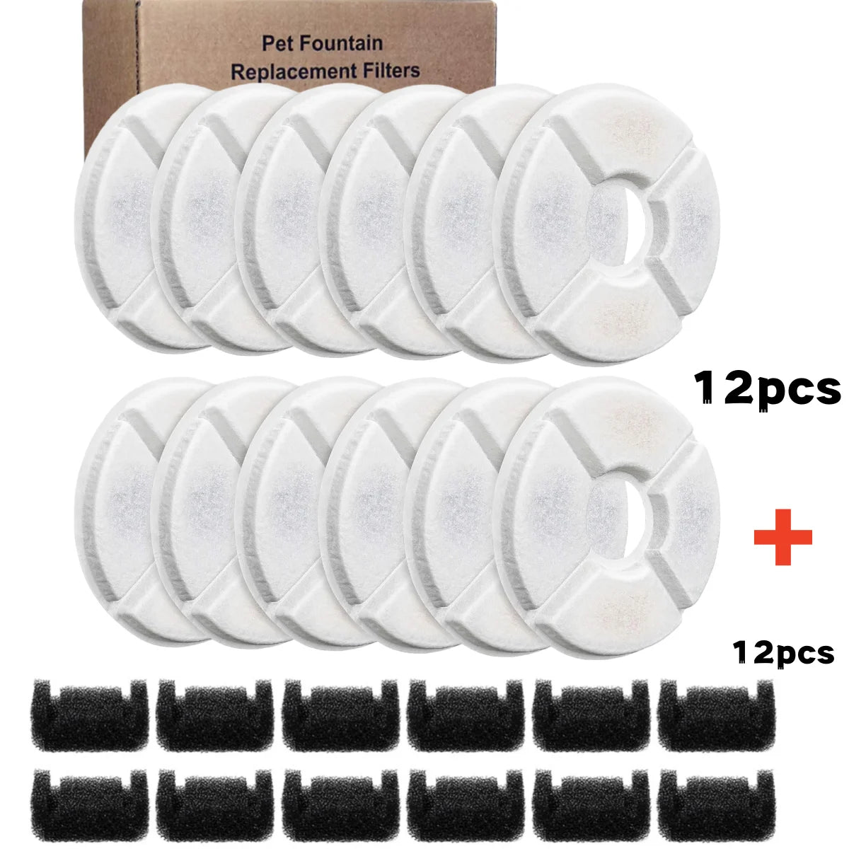Replacement Activated Carbon Filter set 4/8/12pcs for Cat Water Drinking Fountain Replaced Filters Flower Pet Dog Round Fountain