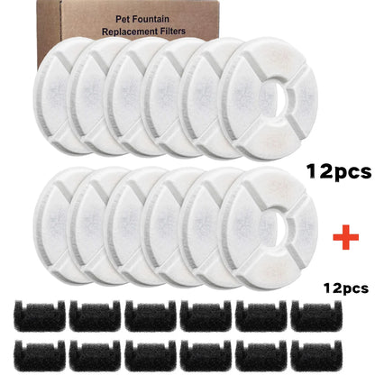 Replacement Activated Carbon Filter set 4/8/12pcs for Cat Water Drinking Fountain Replaced Filters Flower Pet Dog Round Fountain