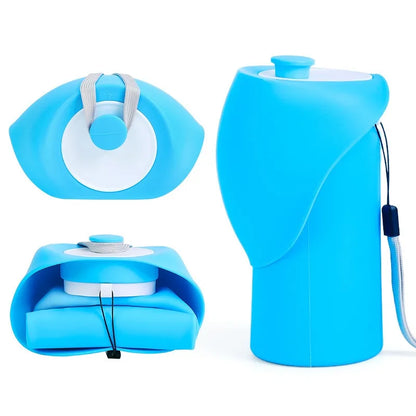 Pet Travel Water Bottle: Collapsible Dog Water Dispenser with Drinking Tray - Portable Leak-Proof Outdoor Hydration Solution